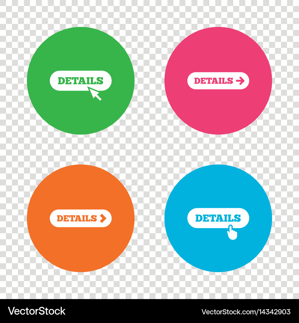 Details with arrow more symbol and cursor Vector Image