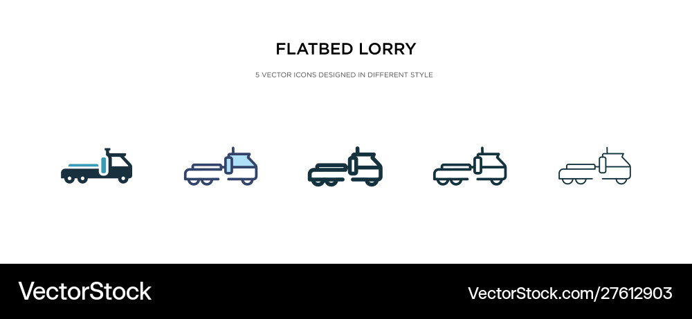 Flatbed lorry icon in different style two Flatbed lorry icon in different style two vector image