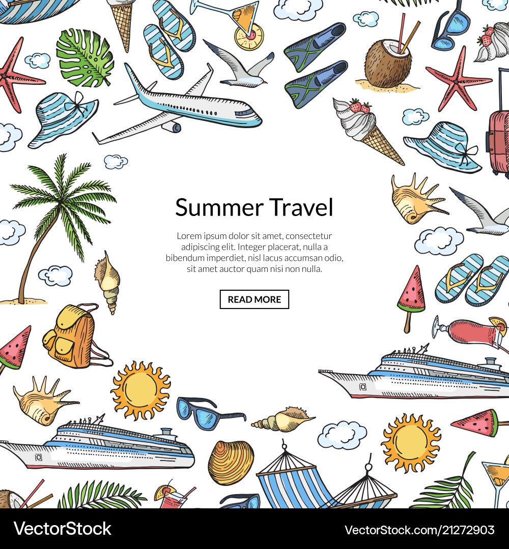 Hand drawn summer travel elements Hand drawn summer travel elements vector image