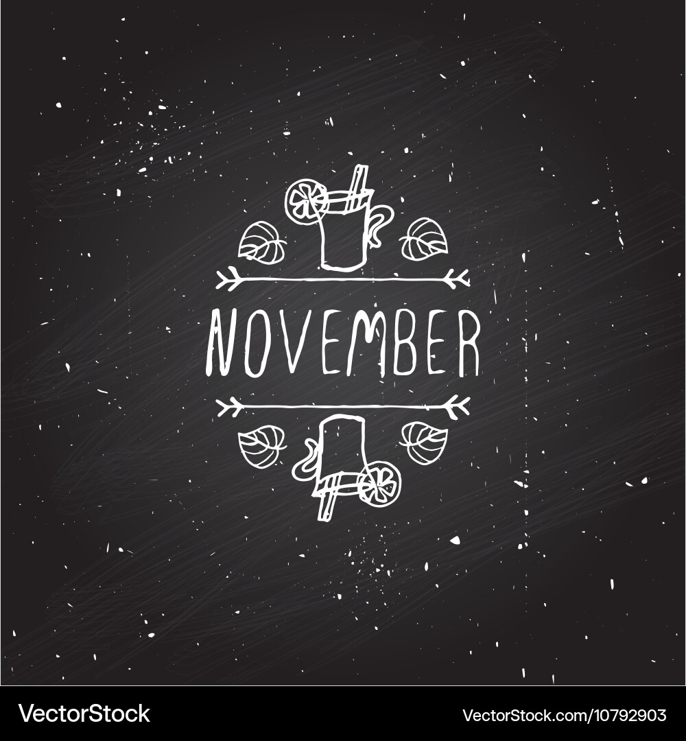 Handdrawn autumn element with text vector image