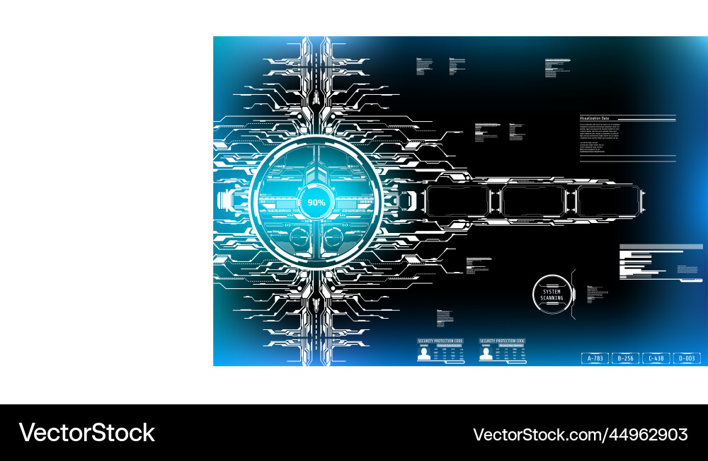 Hud hi tech futuristic elements progress monitor Hud hi tech futuristic elements progress monitor vector image