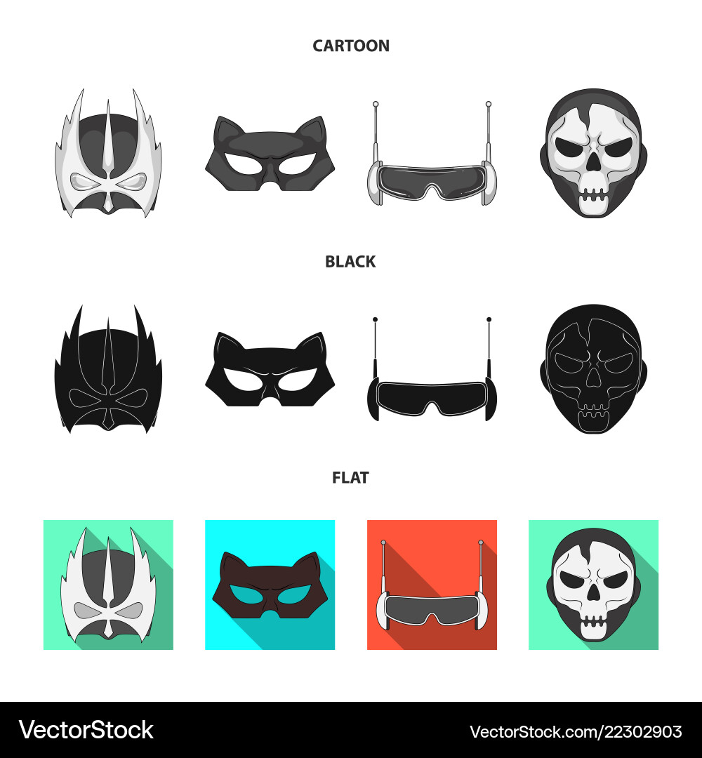 Isolated object of hero and mask logo collection Isolated object of hero and mask logo collection vector image