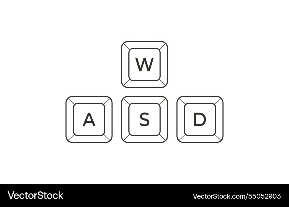 Keyboard control keys awsd in flat line style vector image