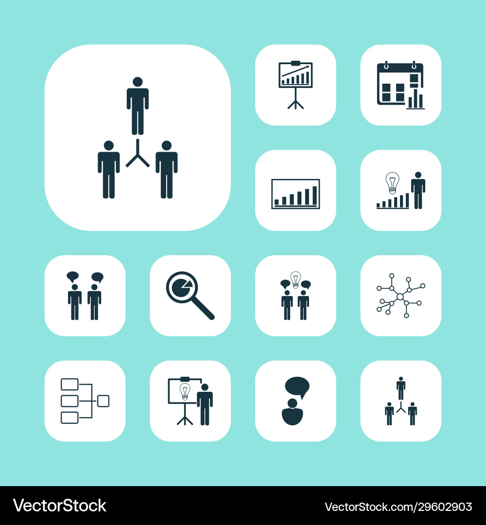Management icons set with statistical report vector image