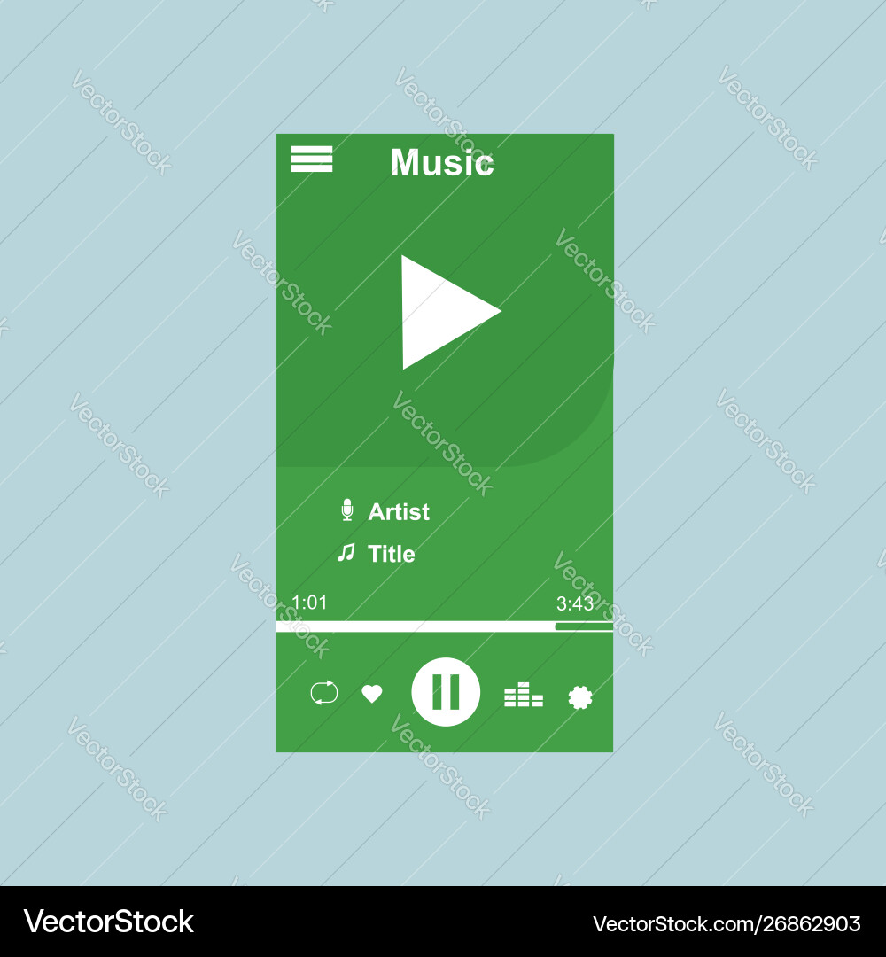 Media player application app template with flat Media player application app template with flat vector image