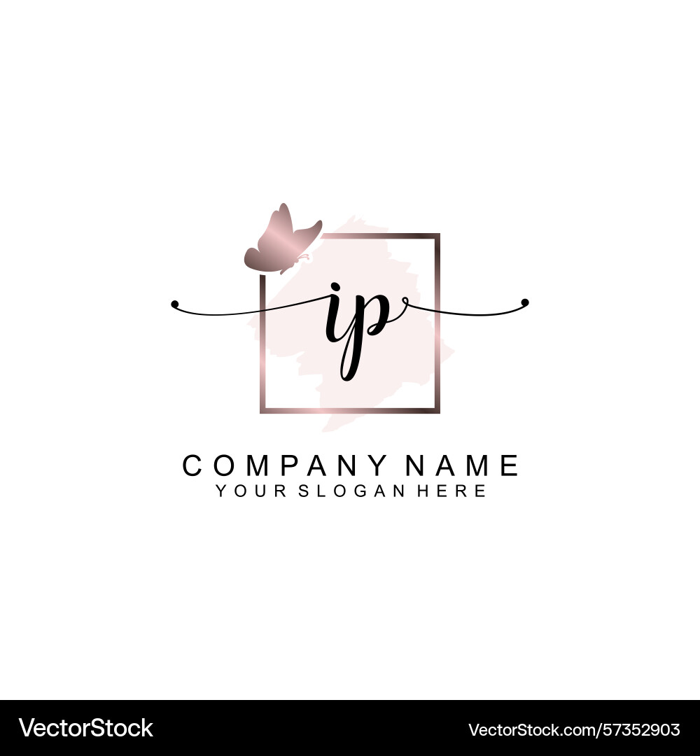 Minimalist handwritten ip initial logos with soft Vector Image