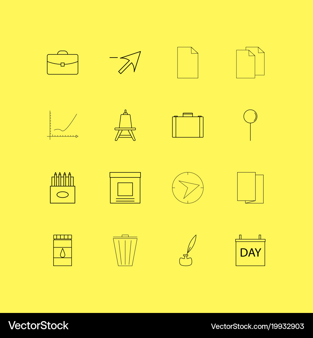 Office linear icon set simple outline icons vector image