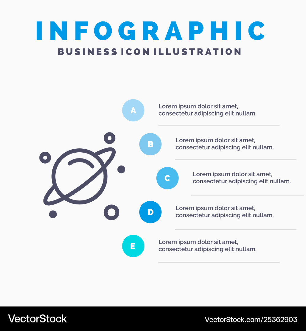 Planet science space line icon with 5 steps Planet science space line icon with 5 steps Vector Image