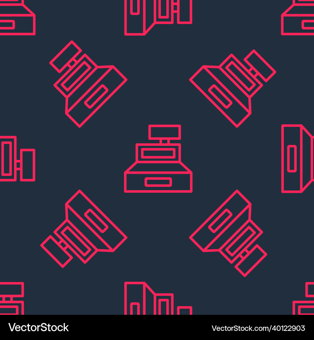 Red line cash register machine with a check icon Red line cash register machine with a check icon vector image