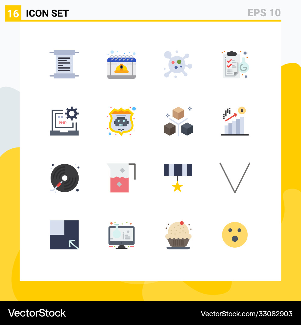Set 16 flat colors on grid for develop code vector image