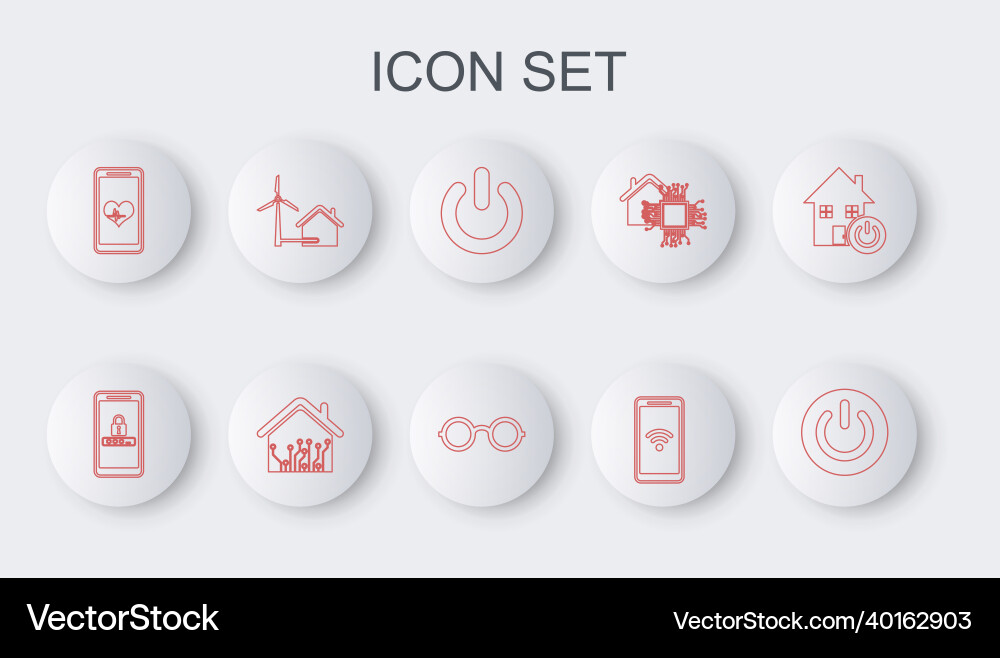 Set line power button mobile and password Vector Image