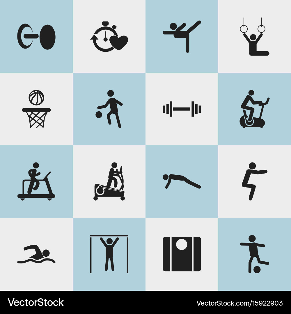 Set of 16 editable active icons includes symbols Vector Image