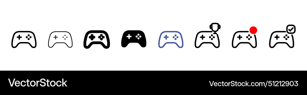 Set of console gamepad line shapes thin Set of console gamepad line shapes thin vector image