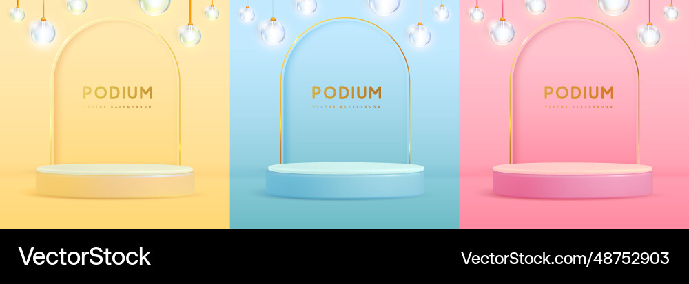 Set of yellow pink and blue showcase backgrounds Set of yellow pink and blue showcase backgrounds vector image