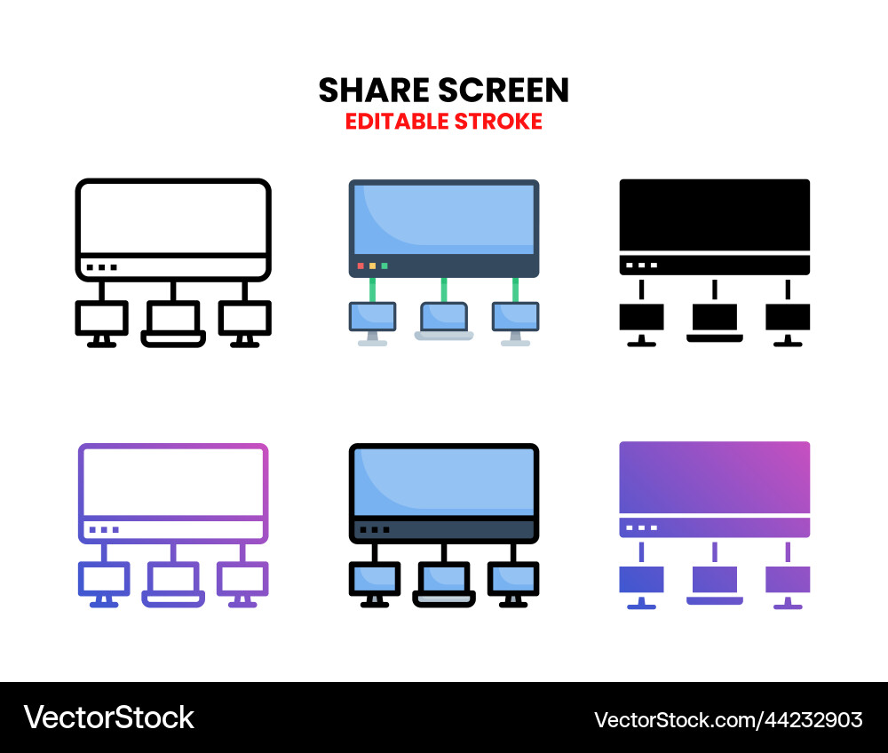 Share screen icon set with different style Share screen icon set with different style vector image