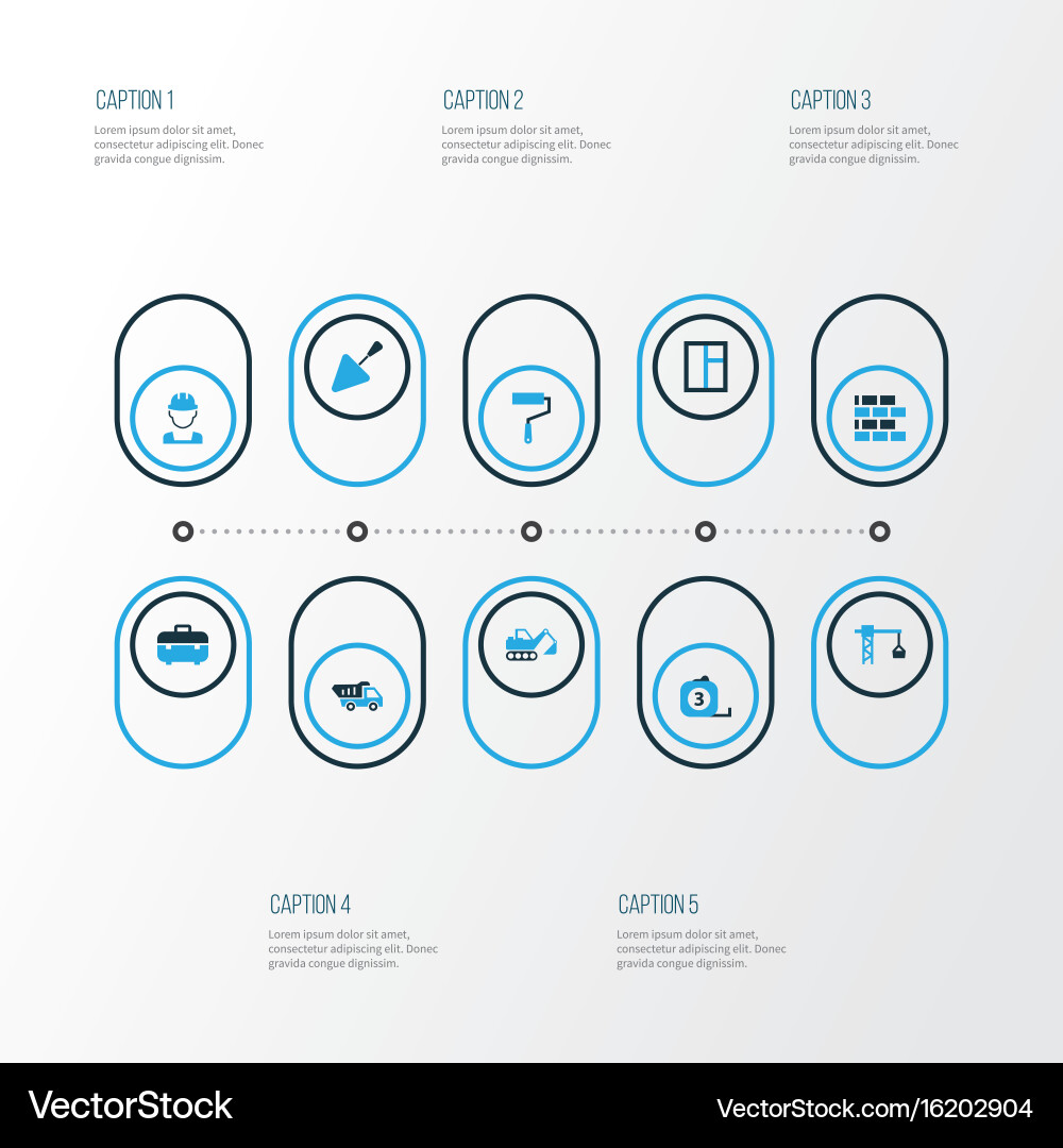 Architecture colorful icons set collection vector image