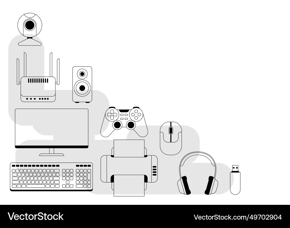 Background with computer equipment gaming Background with computer equipment gaming vector image