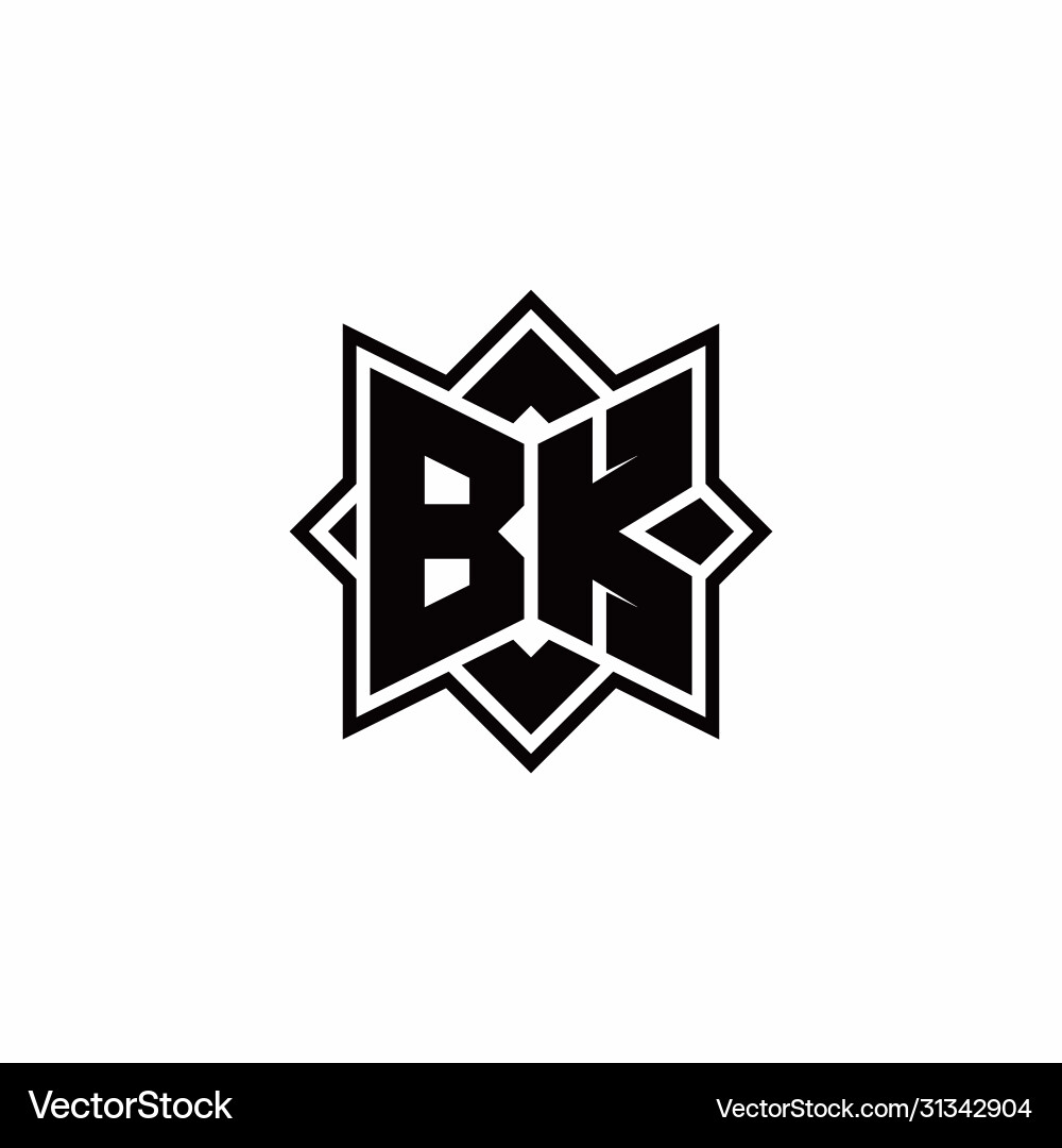 Bk monogram logo with square rotate style outline Vector Image