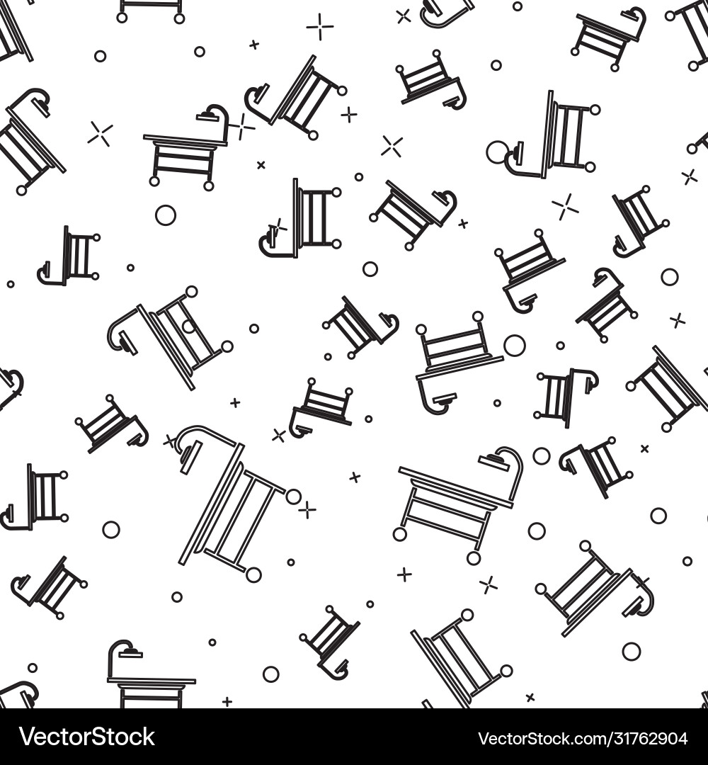 Black line operating table icon isolated seamless Vector Image