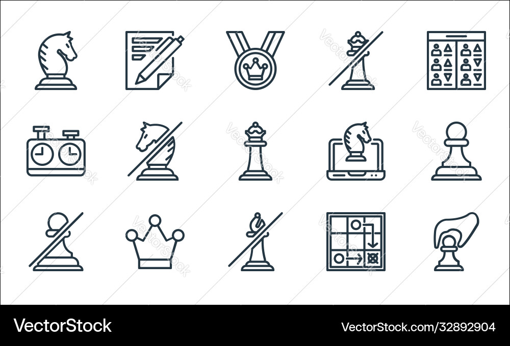 Chess game line icons linear set quality Chess game line icons linear set quality vector image
