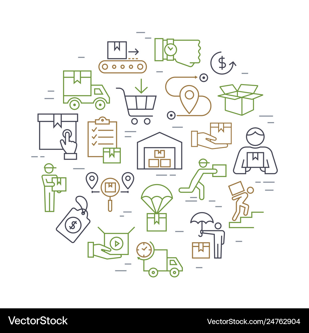 Circular colorful template delivery logistic set Circular colorful template delivery logistic set vector image