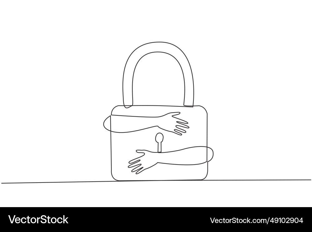 Continuous one line drawing of hands hugging Continuous one line drawing of hands hugging vector image