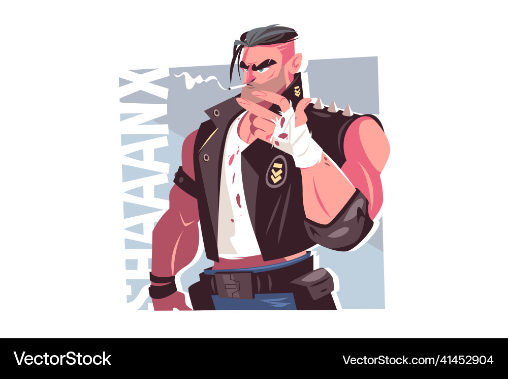 Cool guy shooter smoking cigarette Cool guy shooter smoking cigarette vector image