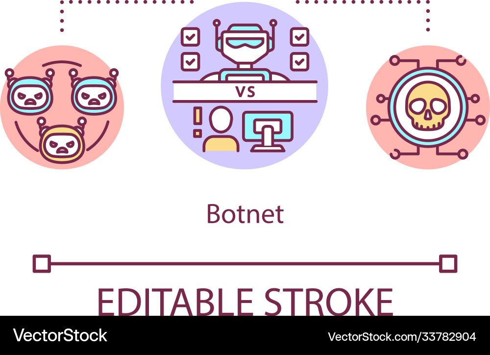 Destructive bot network concept icon Destructive bot network concept icon vector image