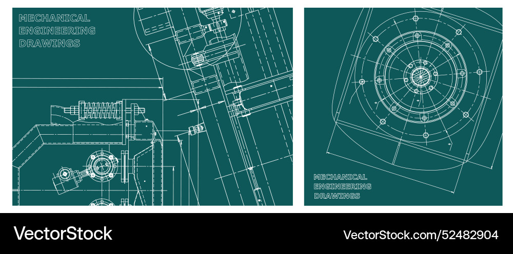 Engineering Blueprint Set - Technical Drawings vector image