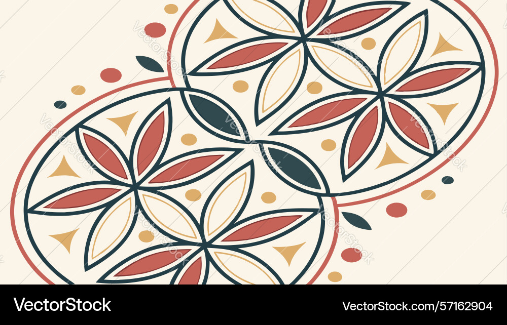 Geometric floral pattern with intersecting shapes vector image