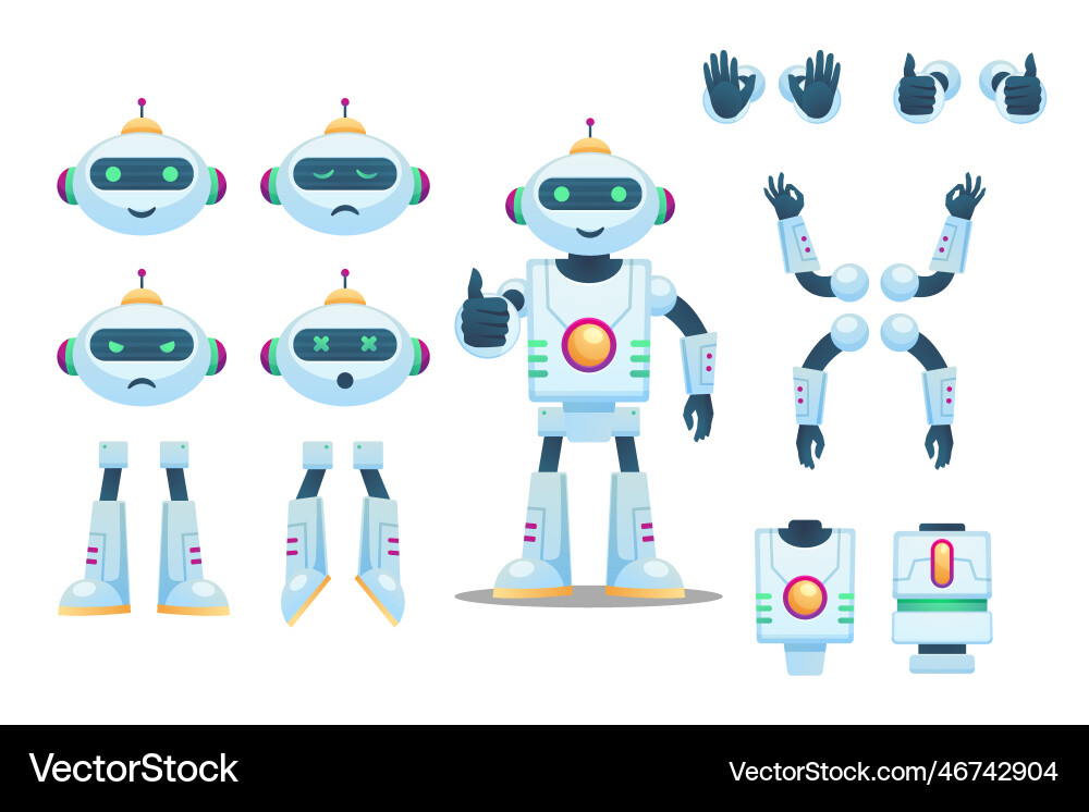 Gradienten Roboter Charakter Konstruktor Gradienten Roboter Charakter Konstruktor vektorbild