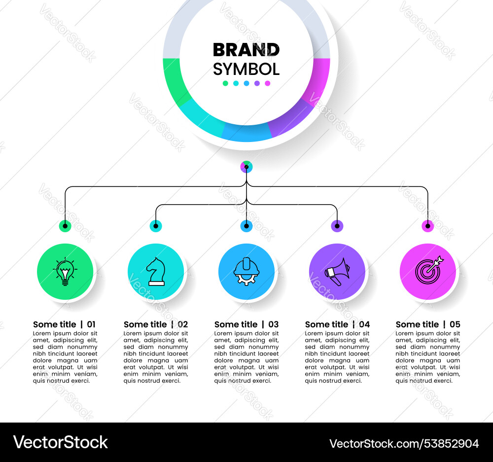 Infographic template 5 linked circles with icons Infographic template 5 linked circles with icons vector image