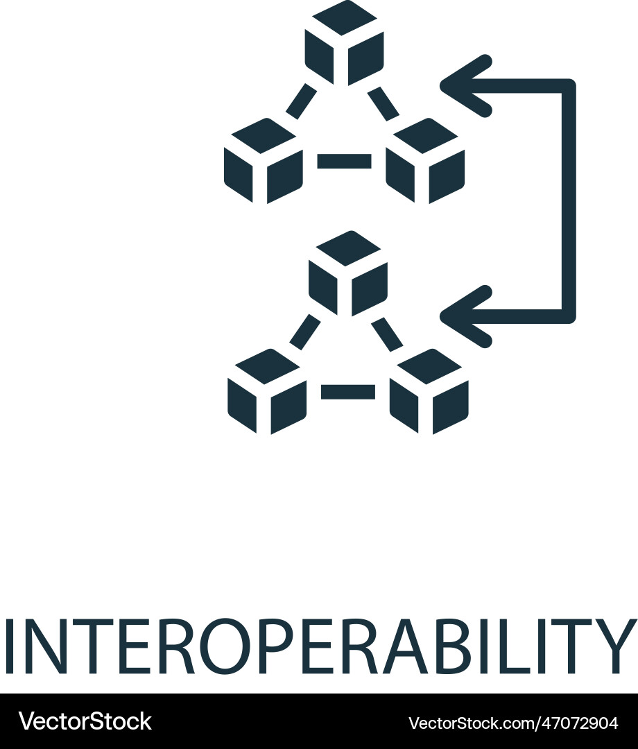 Interoperability icon monochrome simple sign from Interoperability icon monochrome simple sign from Vector Image