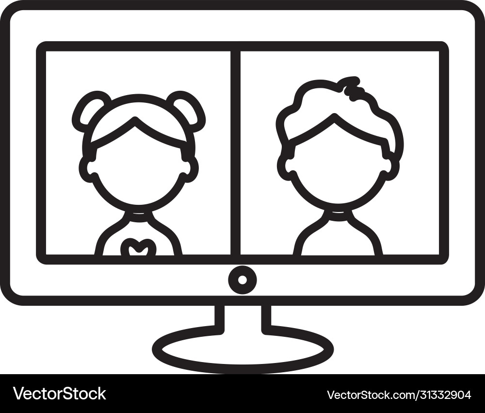 Kids on Computer - Remote Learning vector image