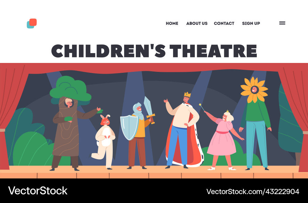 Kinder Theater Landing Seite Vorlage Kinder Kinder Theater Landing Seite Vorlage Kinder vektorbild