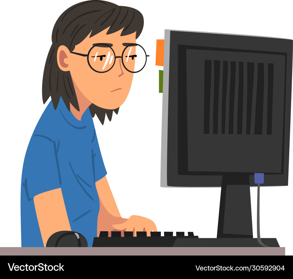 Lazy Woman at Computer vector image