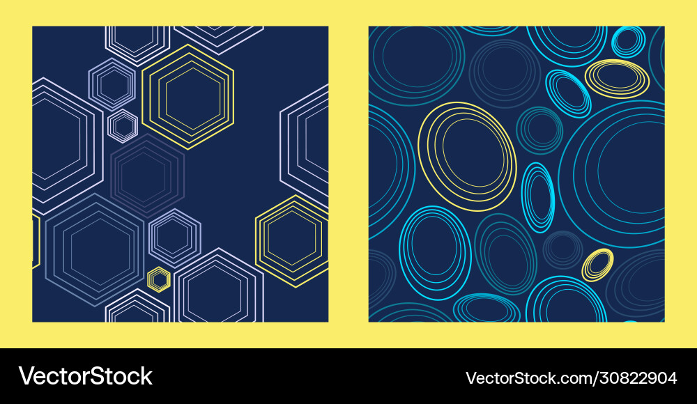 Linear hexagons and ovals vector image