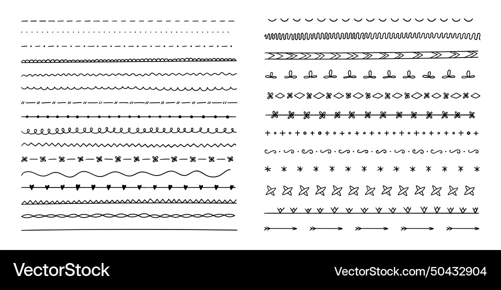 Linienrand und Textdesign Element Satz von Hand Linienrand und Textdesign Element Satz von Hand vektorbild