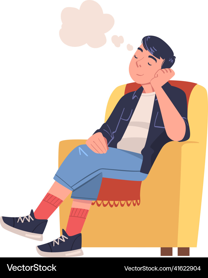 Man character daydreaming imagining Man character daydreaming imagining vector image