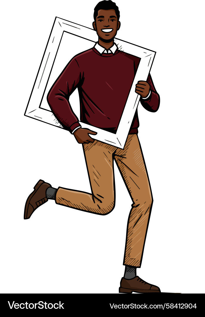 Man Jumping with Empty Frame Vector Image