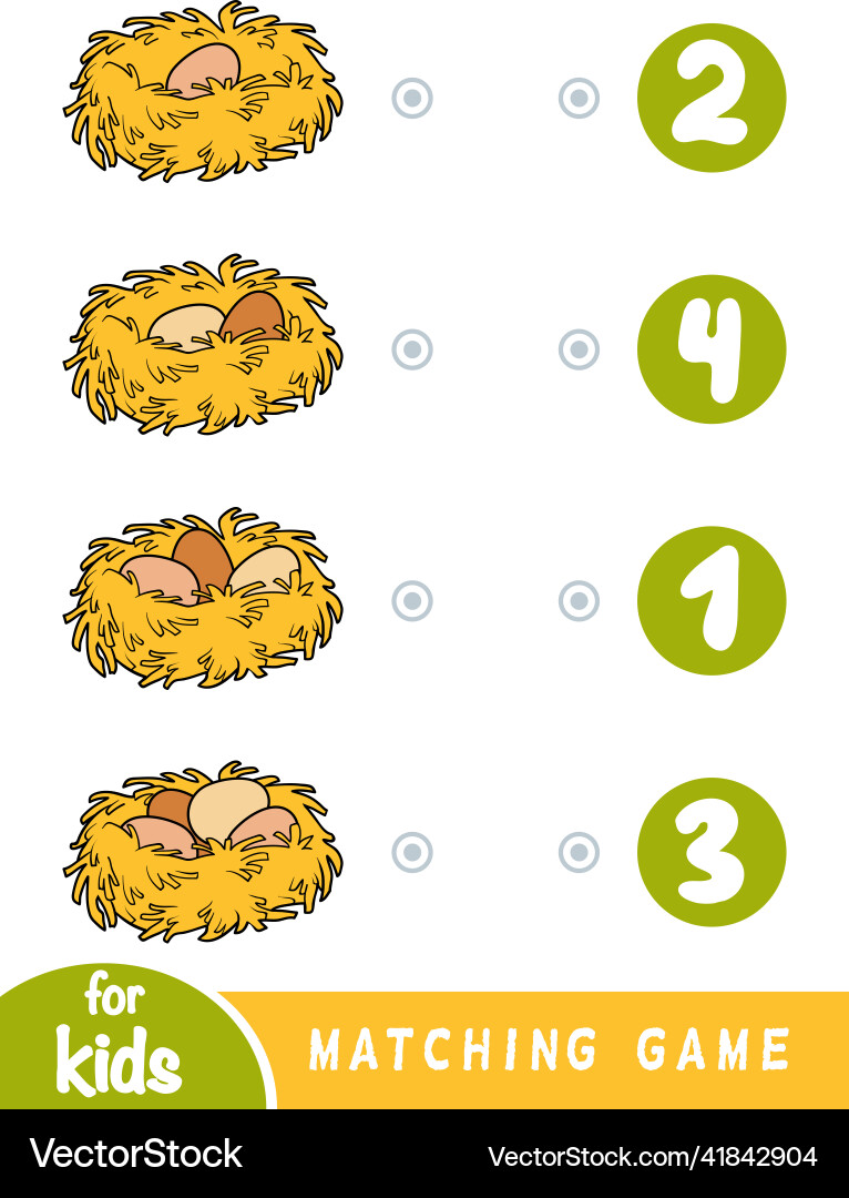 Matching game for children count how many eggs Matching game for children count how many eggs Vector Image