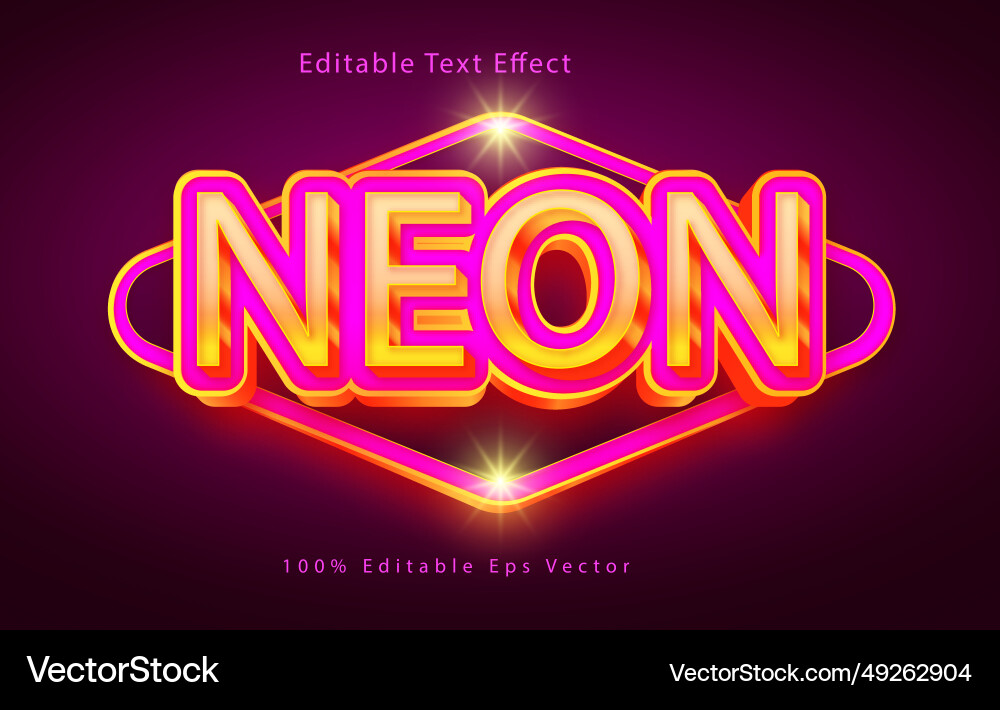Neon lights colorful 3d editable text effect style Neon lights colorful 3d editable text effect style vector image