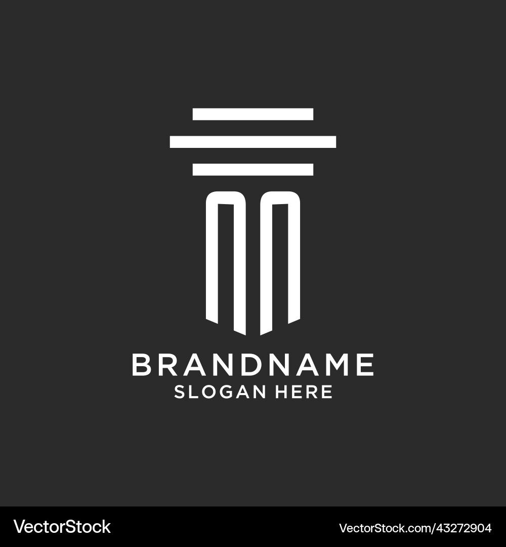 Nn initials with simple pillar logo design Nn initials with simple pillar logo design Vector Image