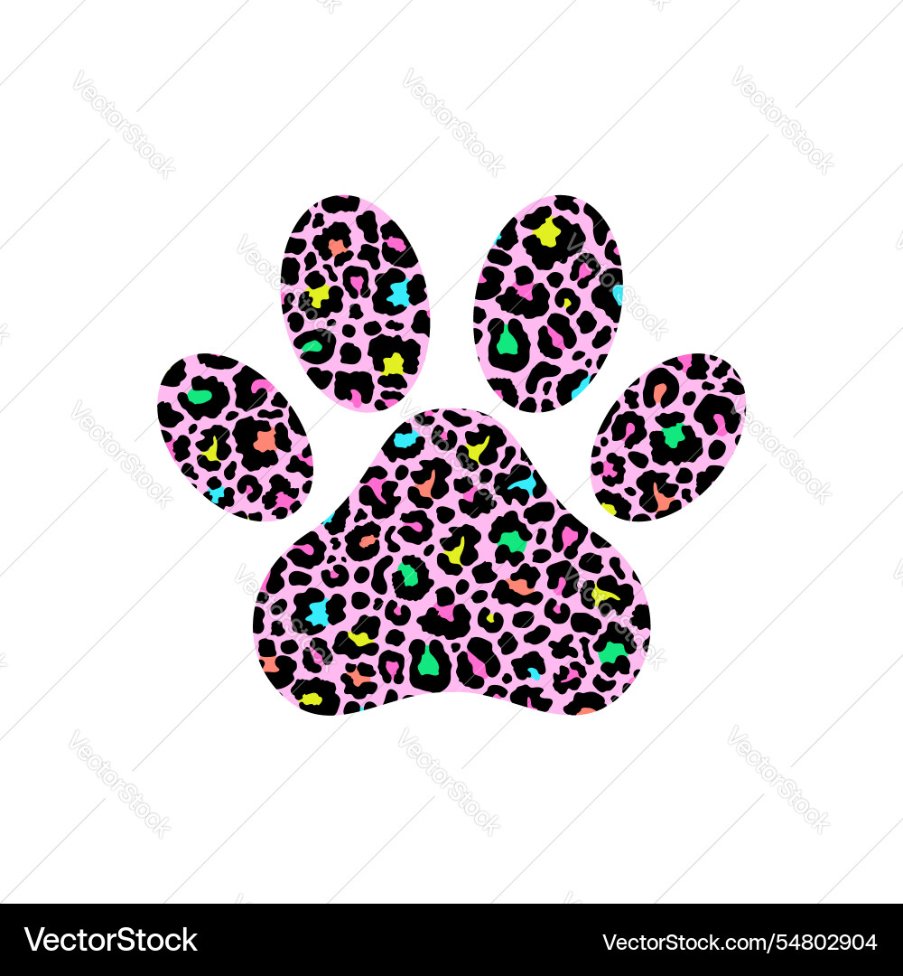 Paw print d with leopard pattern vector image
