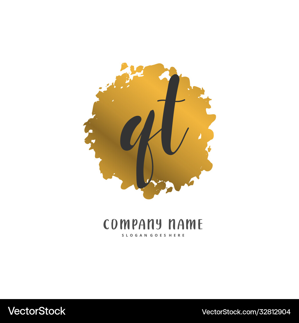 Q t qt initial handwriting and signature logo Vector Image