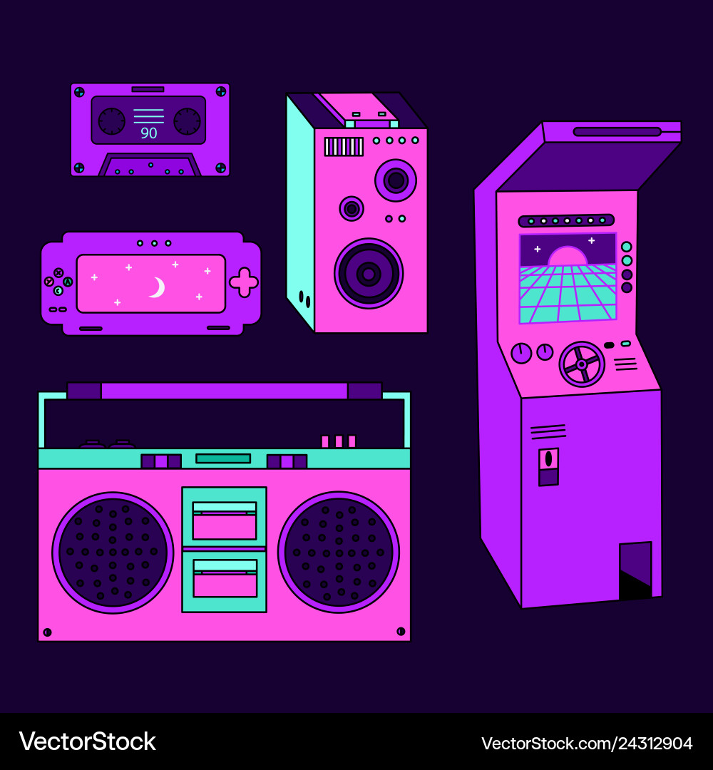 Retro Arcade & Synthwave Collection vector image