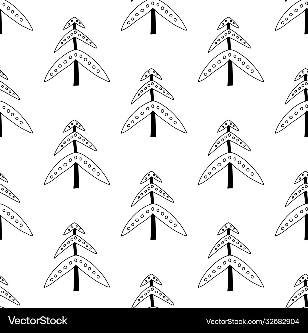 Seamless pattern made from doodle abstract fir Seamless pattern made from doodle abstract fir Vector Image