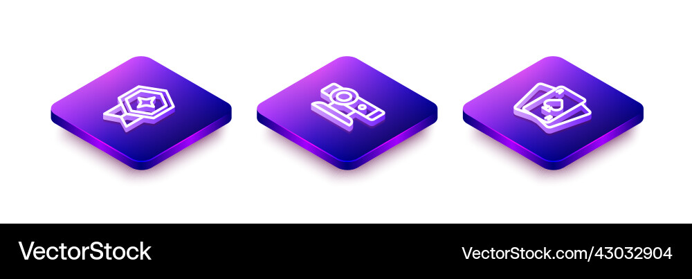 Set isometric line game rating with medal web Set isometric line game rating with medal web vector image