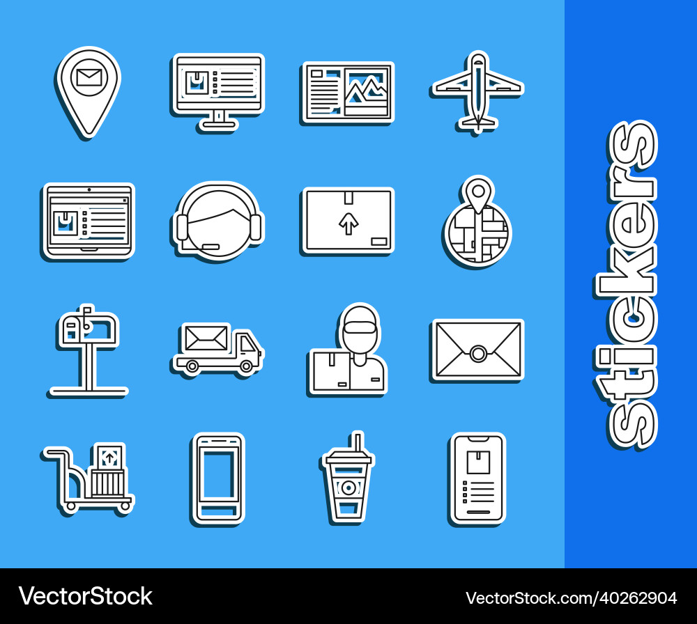 Set line mobile phone with app delivery tracking Set line mobile phone with app delivery tracking Vector Image
