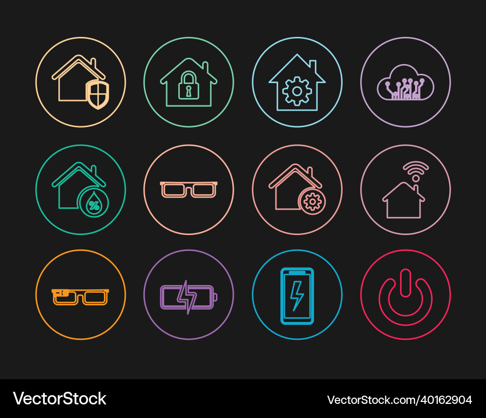 Set line power button smart home with wi-fi Set line power button smart home with wi-fi Vector Image